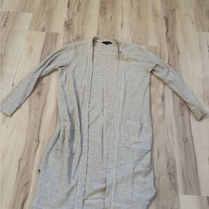 Gray Knit Cardigan Sweater